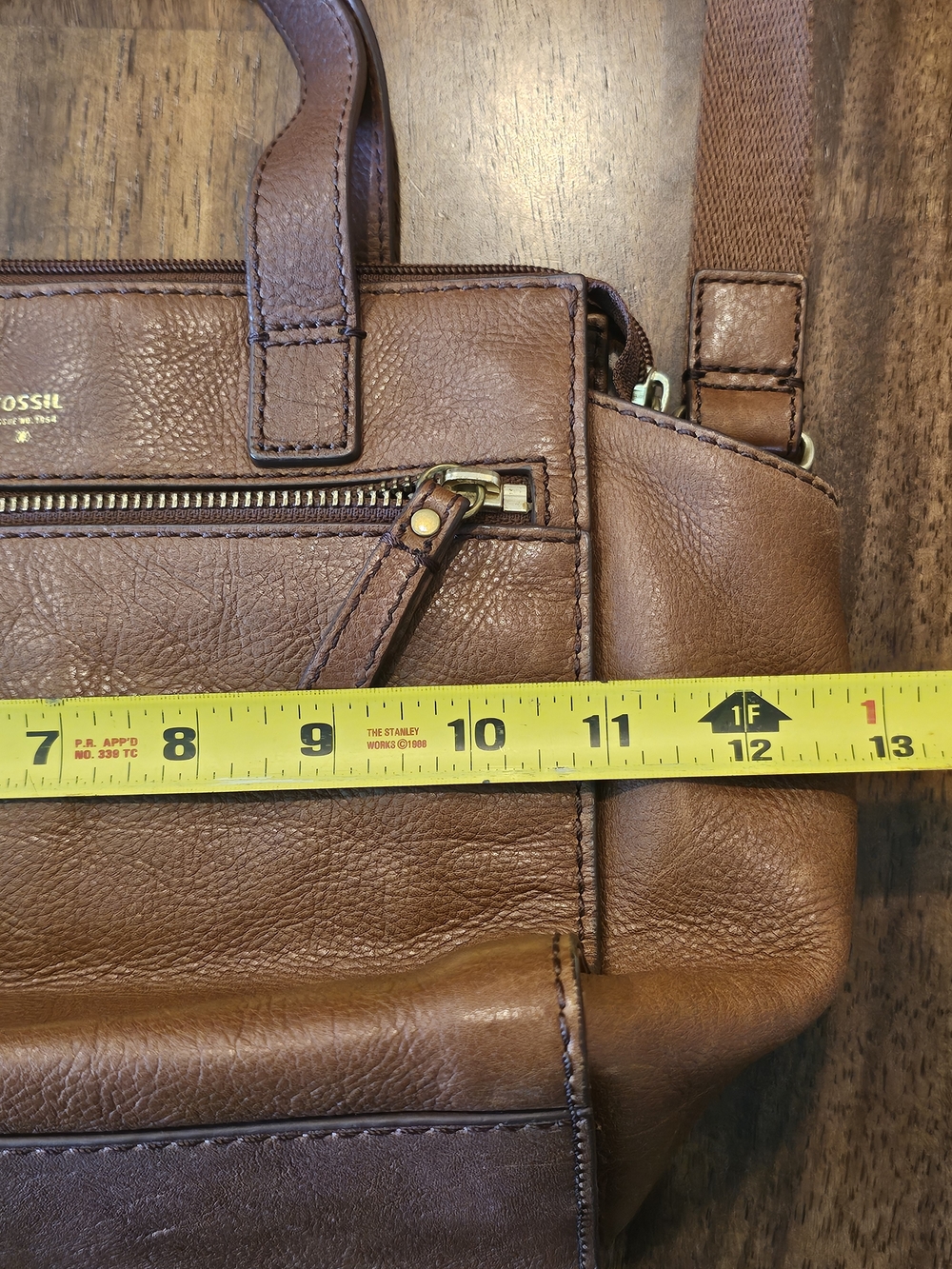 Fossil Brown Leather Satchel Crossbody Bag - Picture 9 of 10